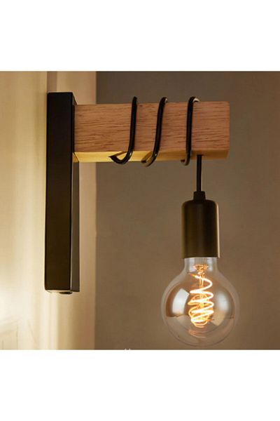 Ömür Avize Wooden Black Single Wall Lamp Sconce