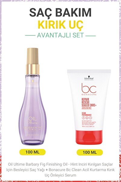 Bonacure Barbary Fig Finishing Oil - Besleyici Saç Yağı + BC Clean Acil Kurta...