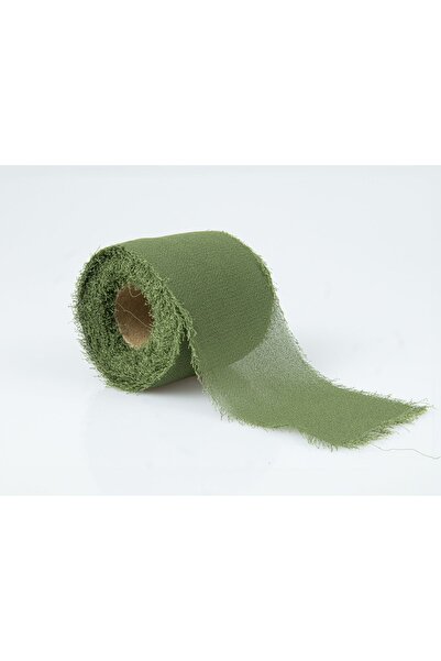 AKEL TEKSTİL 4 Cm Haki Yeşil Yıpranmış Kenarlı Şifon Kurdele