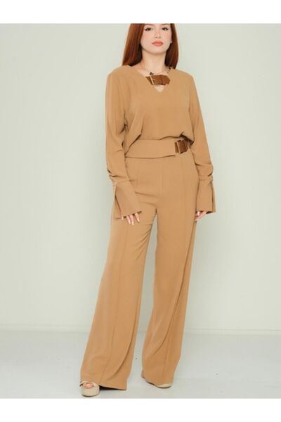 CAN ÇAPAR Pantaloni Miarte talie înaltă li Daily Wear Camel