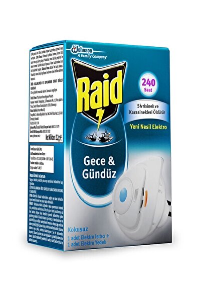 Raid Gece & Gündüz, Sinekkovar Cihaz Ve 1 Yedek, 240 Saat Etki (SİVRİSİNEK VE KARASİNEKLERE KARŞI)