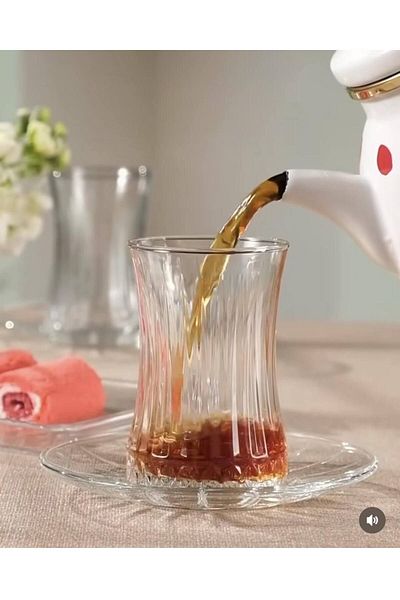 Paşabahçe Elysia Tea Cup Teaware Set 12 Piece Tea Set for 6 People