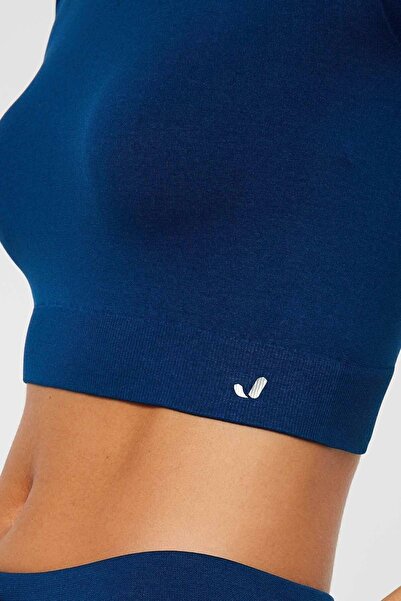 Jerf Captiva Soft & Flexible Crop Top Solid Navy Blue