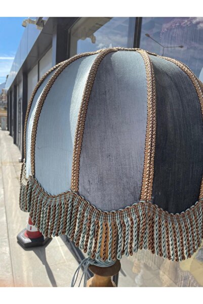 artsondekorasyon 1. Sınıf Kadife Eşsiz Tasarımlı Lambader, Ahşap Ayaklı, Aydınlatma Aksamı Dahil. (178CM YÜKSEKLİK)