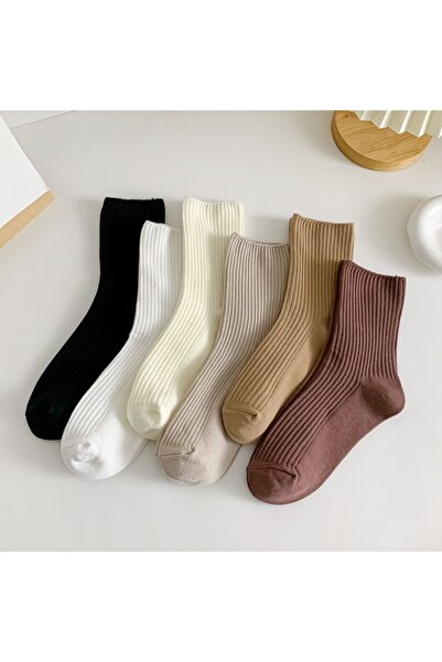 çorapmanya 5 Çift Kadın Çok Renkli Rahat Fitilli Lastiksiz Uyku Çorabı