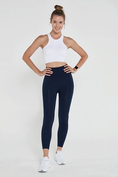 Jerf Luz Belt Rip Detaillierte, straffende Leggings mit hoher Taille, Marineblau