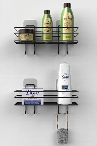 CEPHOME Ράφι μπάνιου με 4 γάντζους και αυτοκόλλητο - Κρεμάστρα καμπίνας ντους...