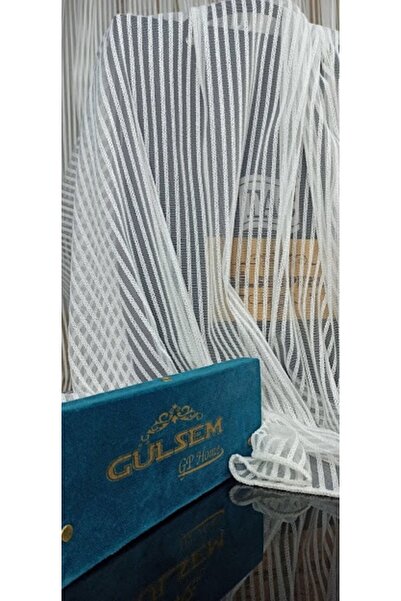 Taç Rüyaper Luxury Striped Tulle Curtain 1/3 Tight Pleat