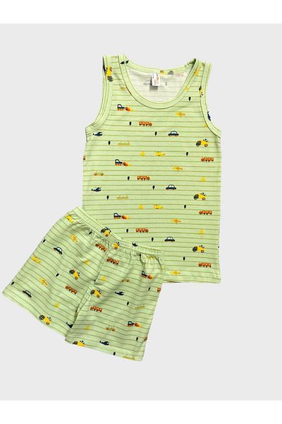 elmas kids Set boxer pentru atlet pentru băiat - bumbac cu dungi verzi și model de mașină