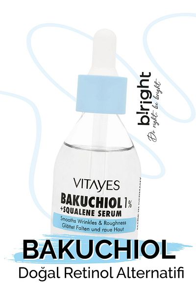 VITAYES Bio Bakuchiol 1% & Squalene - Anti-Blemish Retinol Alternative, Skin Repair and Brightening Serum 30ml