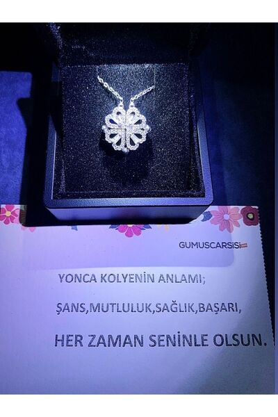 SARIASLAN Işıklı Kutuda Açılan Yonca Gümüş Kolye 925 Ayar Gümüş