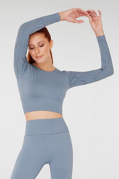 Jerf Naples Long Sleeve Crop Top Econyl Stone