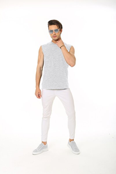 CHEISU Ανδρικό μπλουζάκι Karmelange Crew Neck Tank - 100% βαμβάκι, μηδενικό μανίκι