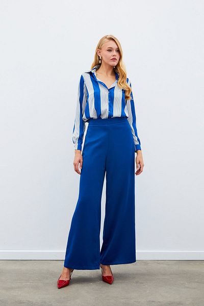 Sateen Cămașă cu dungi - SAX BLUE