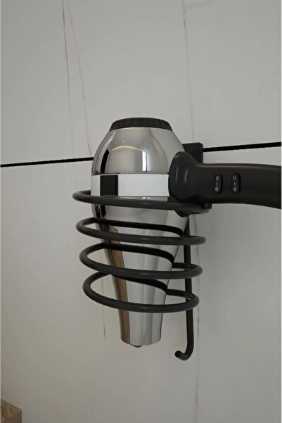 Generic Brand Stainless Black Square Blow Dryer - with Hanger and Holder Adhe...