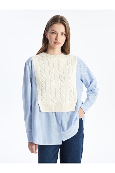 Dexia Valensiya - Gömlek Detaylı Uzun Kollu Triko - Ekru Renk