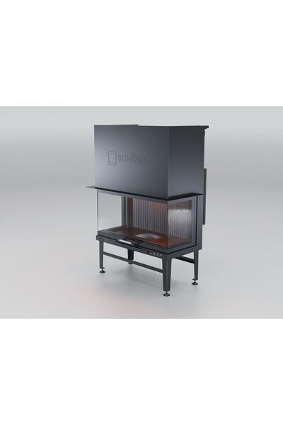 SCHÖMNE Schömne Şömine Haznesi 90 cm Üç Tarafı Camlı Asansörlü Odunlu Şömine