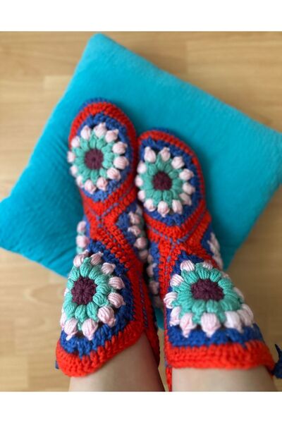 El örgüsü Motif Detaylı El Örgüsü Ev Botu , Çorap