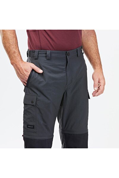 Decathlon Erkek Modüler 2'si 1 Arada Outdoor Trekking Pantolon - Gri - Mt100