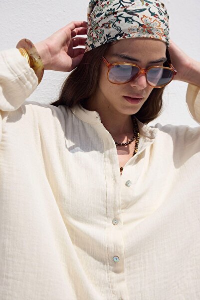 Manuka Ekrü színű, széles ujjú muszlin ing