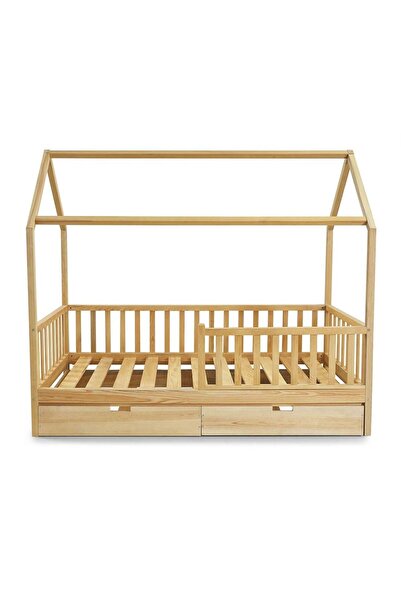NATURKIDZ Montessorı Çekmeceli Ev Yatak 90 X 190 Çam Ağacı