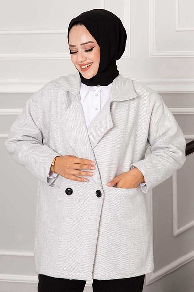 EBRUTESETTÜR Herringbone Hijab Cashew Coat