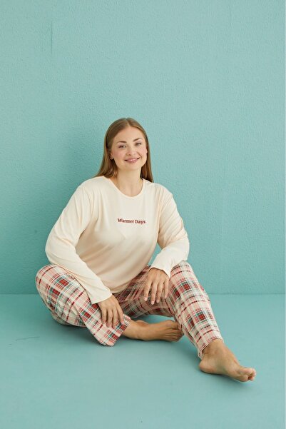 CALİA Plus Size Milan Pajama Set - 4 Seasons New Season