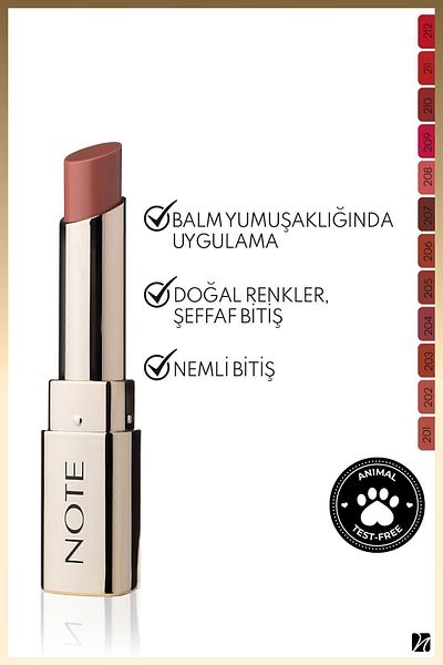 NOTE Iconic Sheer Lipstick Moisturizing Bright Lipstick 201 Darling - Nude