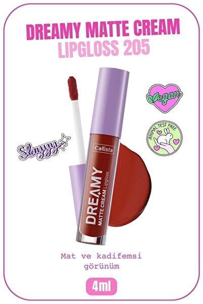 Callista Dreamy Matte Cream Lipgloss Mat Görünümlü Dudak Parlatıcısı - 205 Bi...