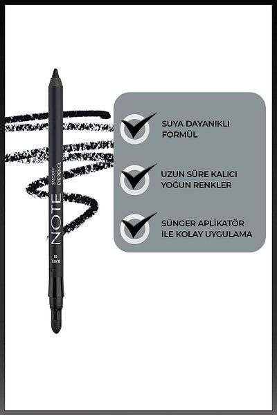 NOTE Black Smokey Eye Pencil - Waterproof and Waterproof Eye Pencil with Applicator
