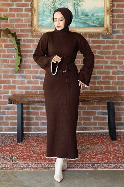 EBRUTESETTÜR Etamine Embroidered Ribbed Knitwear Dress