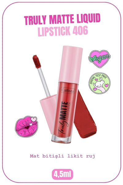 Callista Truly Matte Liquid Lipstick Mat Likit Ruj 406 Plum Pout - Kırmızı