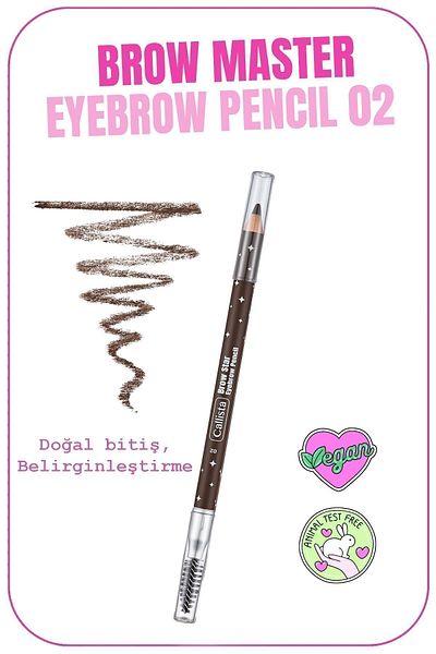 Callista Brow Star Eyebrow Pencil Fırçalı Kaş Kalemi 02 Brown - Kahverengi