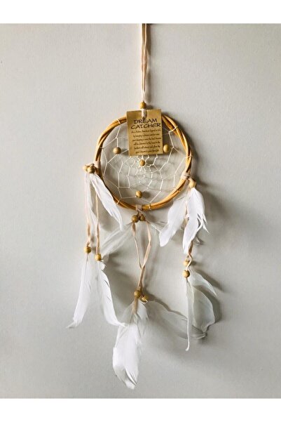 MetWood Dış Ticaret Rüya Kapanı, 12 Cm, Beyaz, Düş Kapanı, Dream Catcher, Bambu