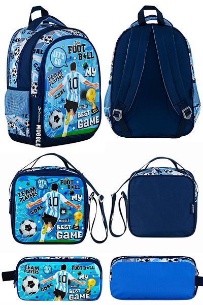MUGGLE Best Game Collection - Three Compartment Primary School Bag, Nutrition and Pencil Bag 9112SET