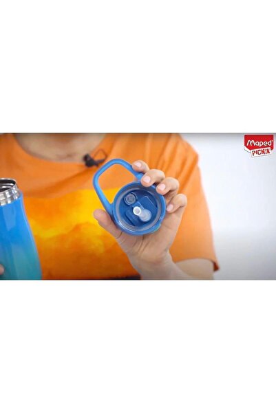 Genel Markalar Picnik 430ml Çelik Matara Gülen Yüz Figürlü Mavi 620ZSERI