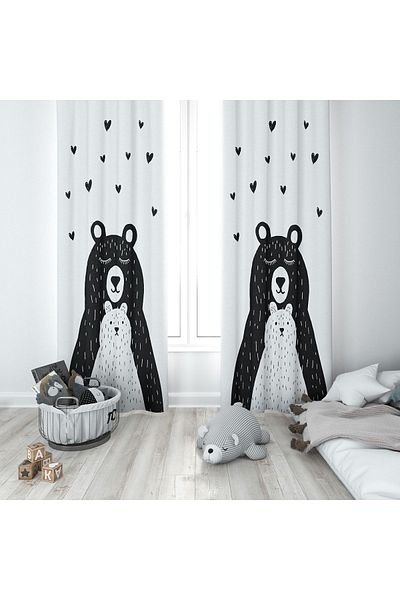Lolla Cute Bears Background Curtain 82