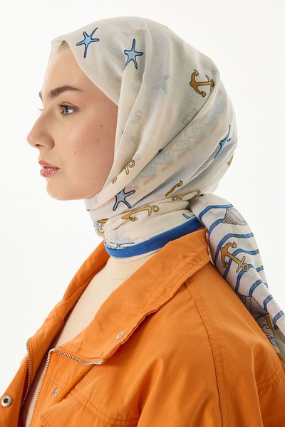 SOFT AKSESUAR Sea Ship Patterned Shawl