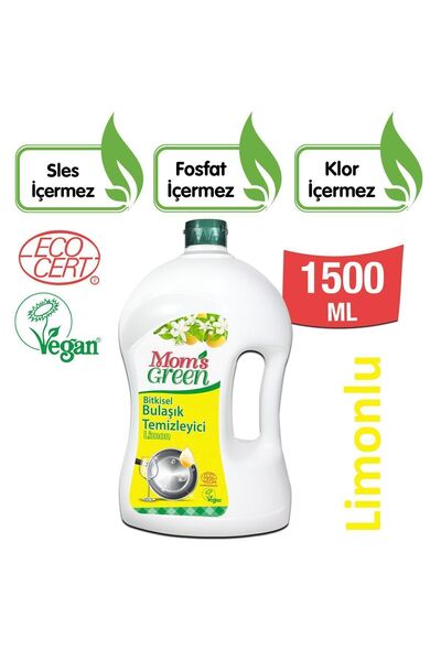 Mom's Green 1,5 Litre Bitkisel Elde Bulaşık Temizleyici - Limonlu