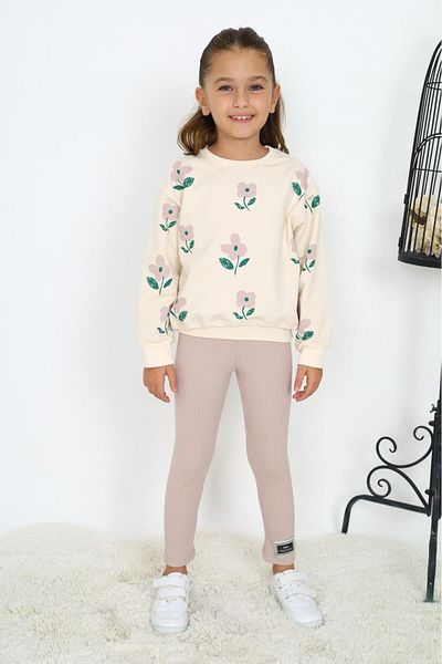 My Kids Wear Floral Patterned Two Thread Set for Girl