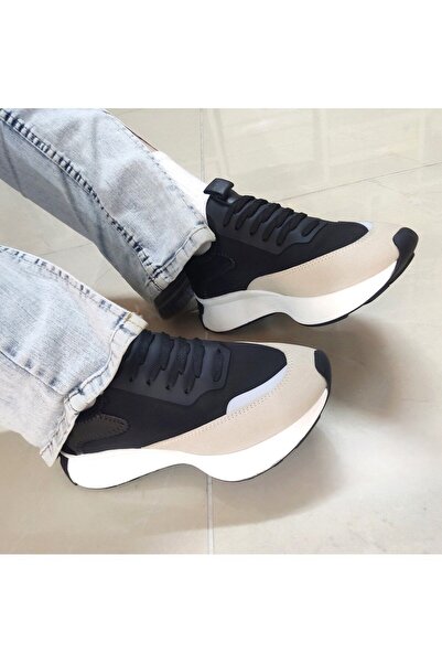 Seniorah Dimity Black-B-Beige Suede Women's Sneakers - Genuine Leather