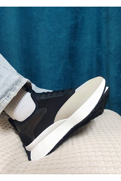 Seniorah Dimity Black-B-Beige Suede Women's Sneakers - Genuine Leather