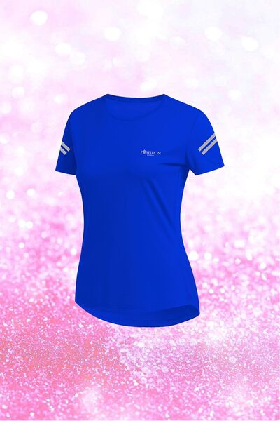 POSEIDON STORM Tricou albastru din țesătură Dri-fit pentru femei, ocazional, sportiv, confortabil, S-3xl