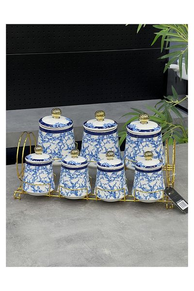 Doğudeko Belmond Blue - 7-Piece Luxury Porcelain Spice Set