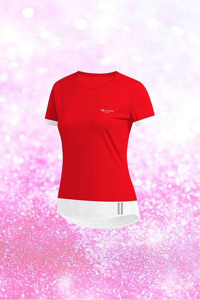 POSEIDON STORM Women's Red Dri-fit Fabric Crew Neck Short Sleeve Daily Comfortable T-shirt S-3xl