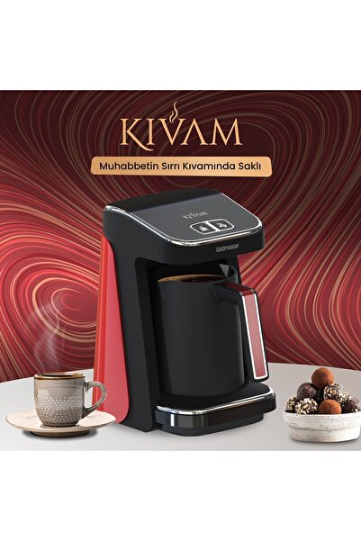 GOLDMASTER Kıvam Kırmızı Geniş Hazneli Akıllı Yerleştirme Patentli Türk Kahve Makinesi