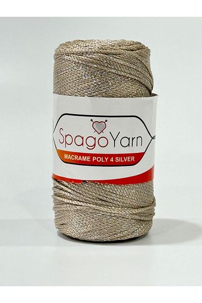 BALIM ÖRGÜ EVİ Spago Poly 4 - Ασημί Glitter Macrame Thread 4No 030