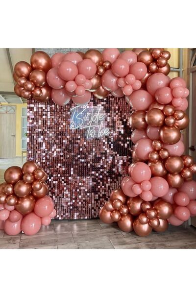 Çemrek Süs Parti Rose Chrome Balloon Chain Set of 100