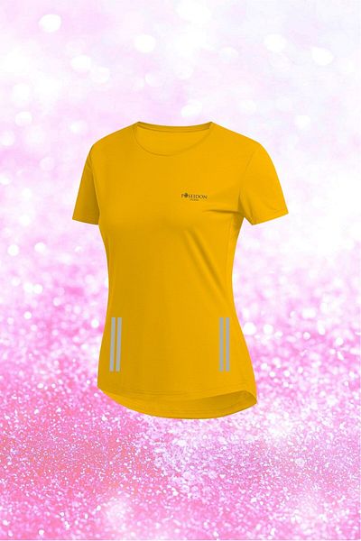 POSEIDON STORM Tricou galben din țesătură Dri-fit pentru femei, confortabil și confortabil pentru alergare și mers S -3xl