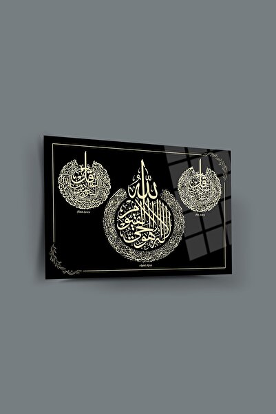 glassartdesign Ayet-el Kürsi Felak Nas Suresi Tablo din sticlă - Tablou islam...